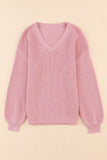 V Neck Drop Shoulder Knitted Sweater