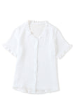 Frill Trim Crinkle Button Up Shirt