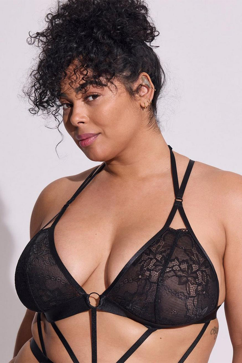 Plus Size Lace Strappy Caged Teddy Lingerie