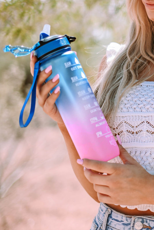 Gradient Color Sport Water Bottle with Time Marker