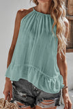 Lightweight Ruffle Hem Halter Tank Top