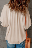 Split Neck Pleated Loose Top