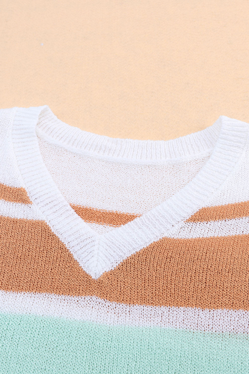 Colorblock Stripe Long Sleeve Split Sweater