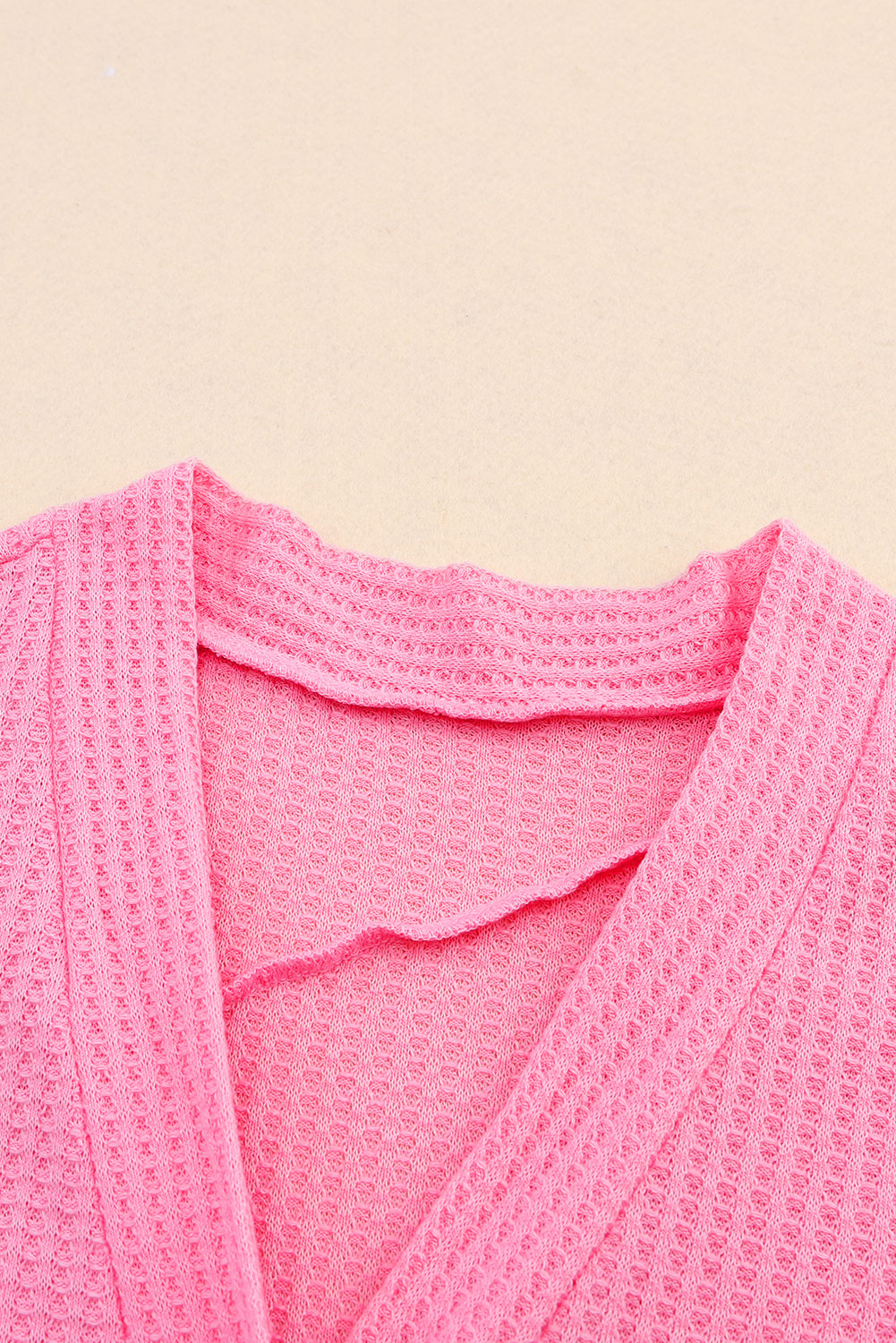 Waffle Knit Dropped Shoulder Cardigan