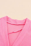 Waffle Knit Dropped Shoulder Cardigan