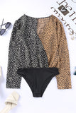 Spliced Print Wrap Long Sleeve Bodysuit