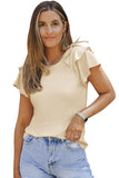 Plain Tiered Ruffled Short Sleeve T Shirt