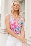 Floral Print Notch Neck Sleeveless Top