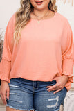 Plus Size Shirred Cuffs Shift Loose Top