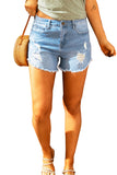 Light Frayed Hem Denim Shorts