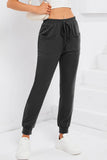 Drawstring Waist Front Patch Pockets Jogger Pants