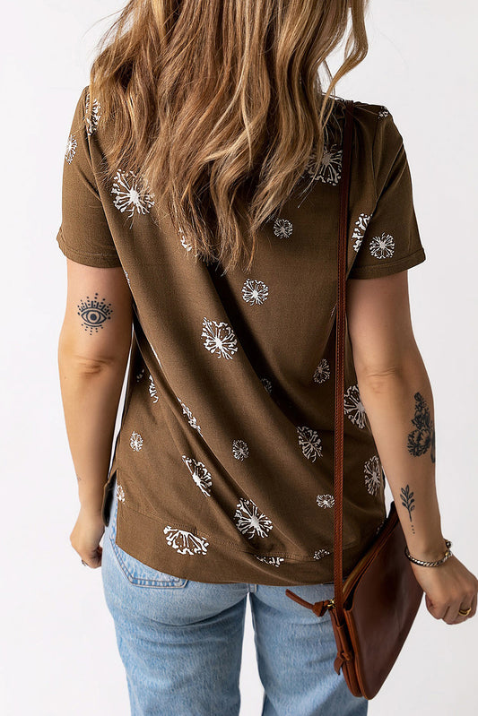 Dandelion Print Crew Neck T-shirt