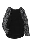 Leopard Raglan Sleeve Waffle Knit Plus Size Top