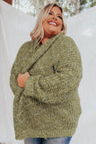 Kaki Cardigan douillet en tricot ouvert sur le devant de grande taille