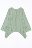 Ribbed Expose Seam Bell Sleeve Top