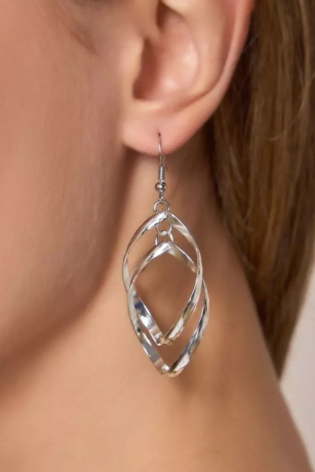 Double Spirals Rhombus Alloy Earrings