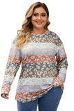 Print Colorful Stripes Drop Shoulder Plus Size Top