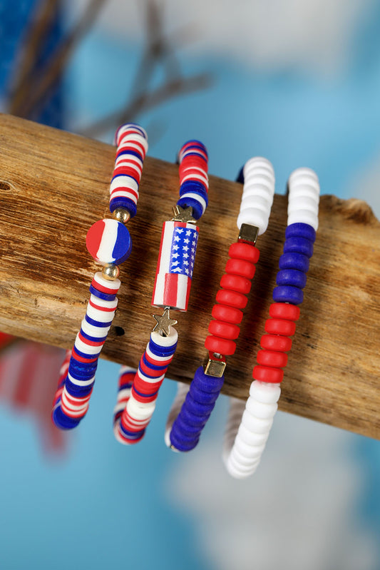 Ensemble de bracelets multicolores à rayures et étoiles du Jour de l'Indépendance