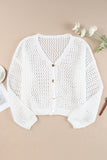 Cardigan pull blanc à manches dolman en tricot évidé