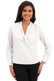 Solid Wrap V Neck Long Sleeve Top