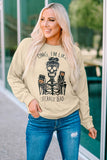 Halloween Skeleton Letter Print Crew Neck Pullover Sweatshirt