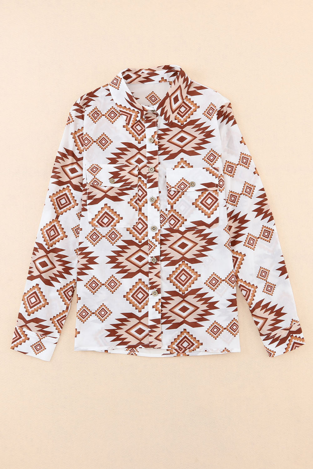 Western Aztec Pattern Button Flap Pocket Shirt