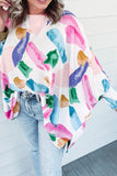 Brushstroke Graffiti Print Dolman Sleeve Blouse