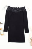 Lace Paneled Package Hip Knitted Bodycon Dress