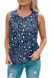 Leopard Print Crew Neck Tank Top