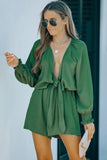 Tie Knot Puff Long Sleeve Romper