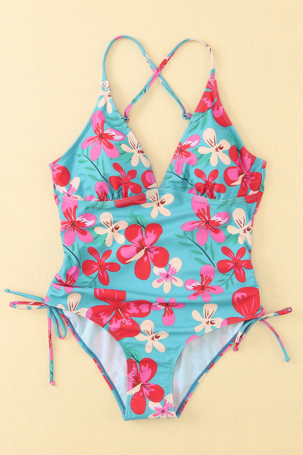 Flower Print Open Back One-piece Swimwear