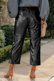 Pocketed Sequin Crop Pants