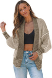 Gray Textured Knit Pocketed Duster Cardigan