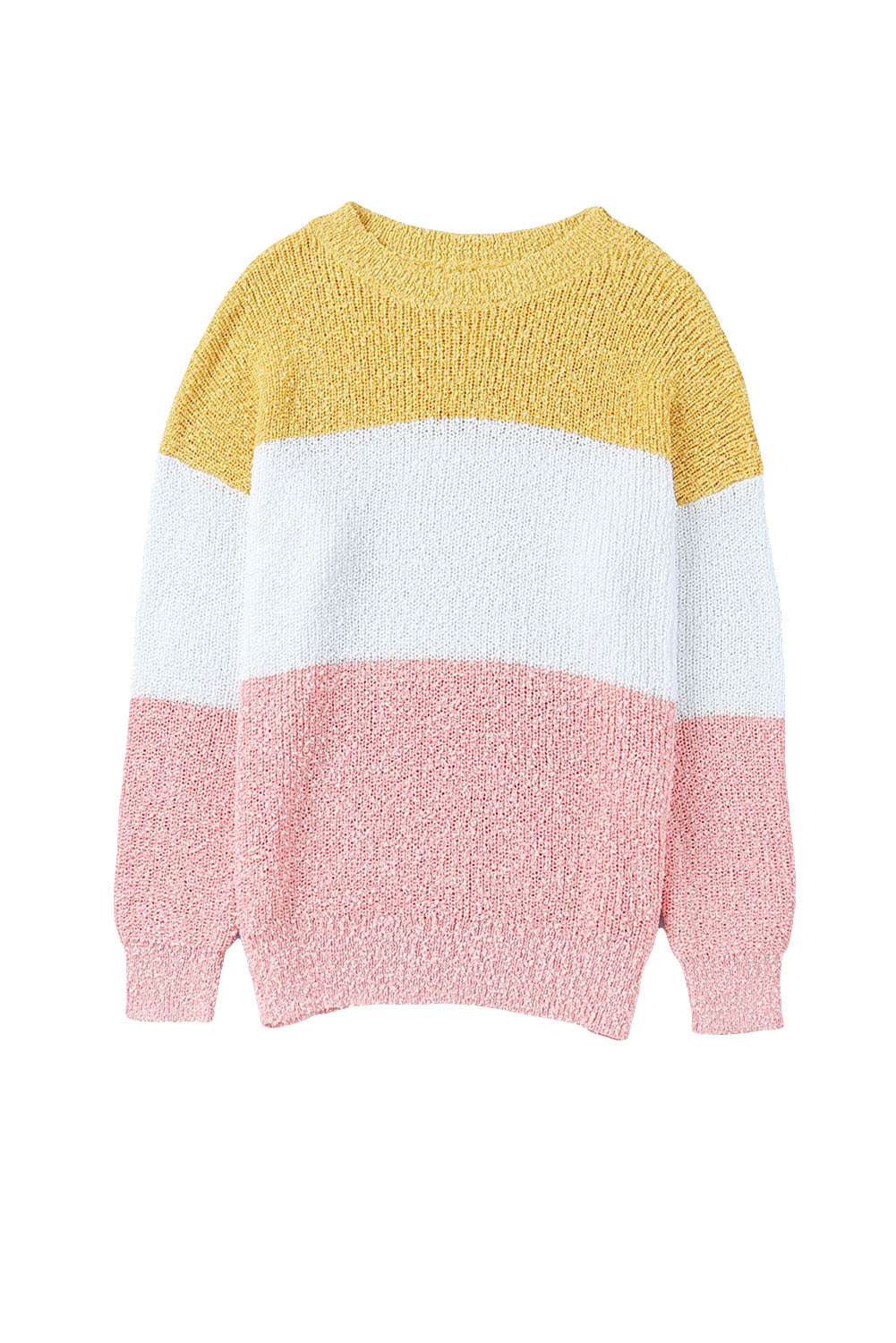 Colorblock Bubble Sleeve Plus Size Sweater