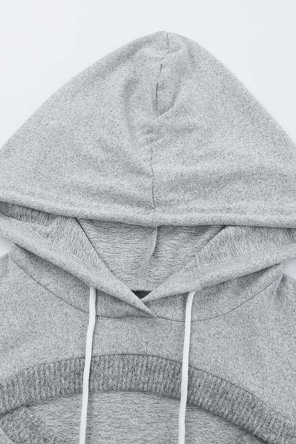 Ribbed Trim Cut-out Bust Drawstring Hoodie