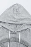 Ribbed Trim Cut-out Bust Drawstring Hoodie