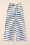 Drawstring Striped Wide Leg Pants