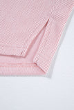 Pink Corded Flap Pocket Henley Top