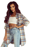 Plaid Flap Pocket Long Sleeve Shacket