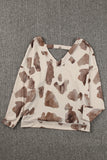 V Neck Animal Print Long Sleeve Top