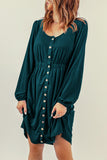 Button Up High Waist Long Sleeve Dress