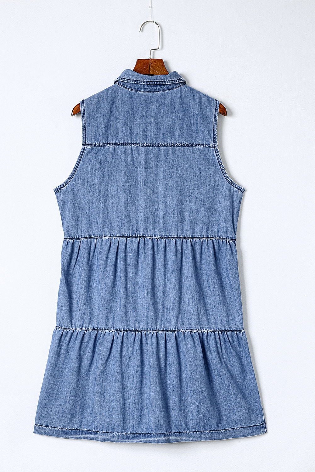 Flap Pockets Button up Sleeveless Denim Dress