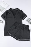 Contrast Trim Short Sleeve Two-piece Pajamas Set