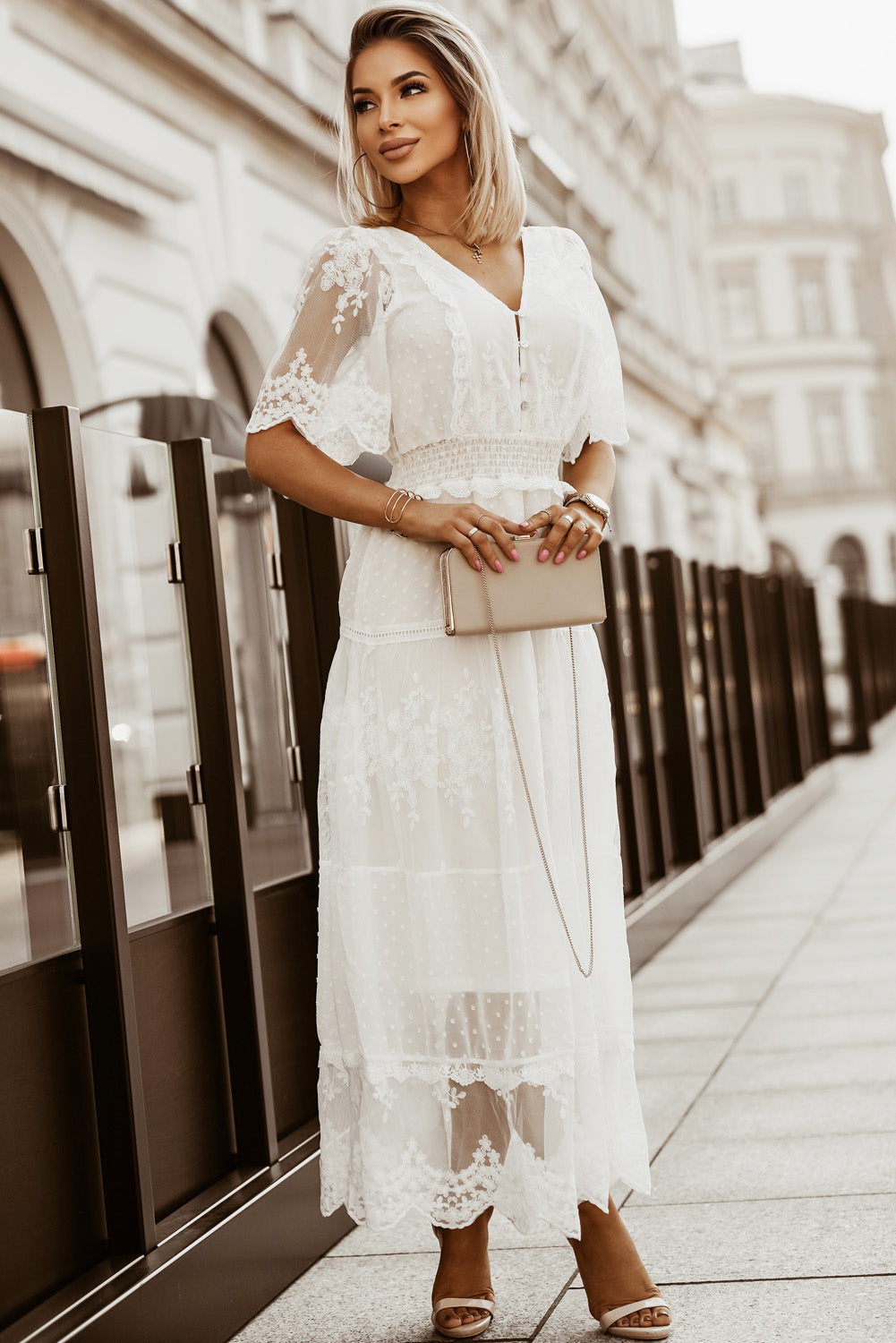 Luminous Dawn Lace Gown