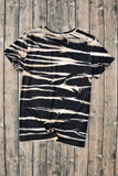 Tie Dye Stripe Print Bleached T-Shirt