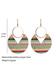 Boho Striped Print Wood Drop Earrings