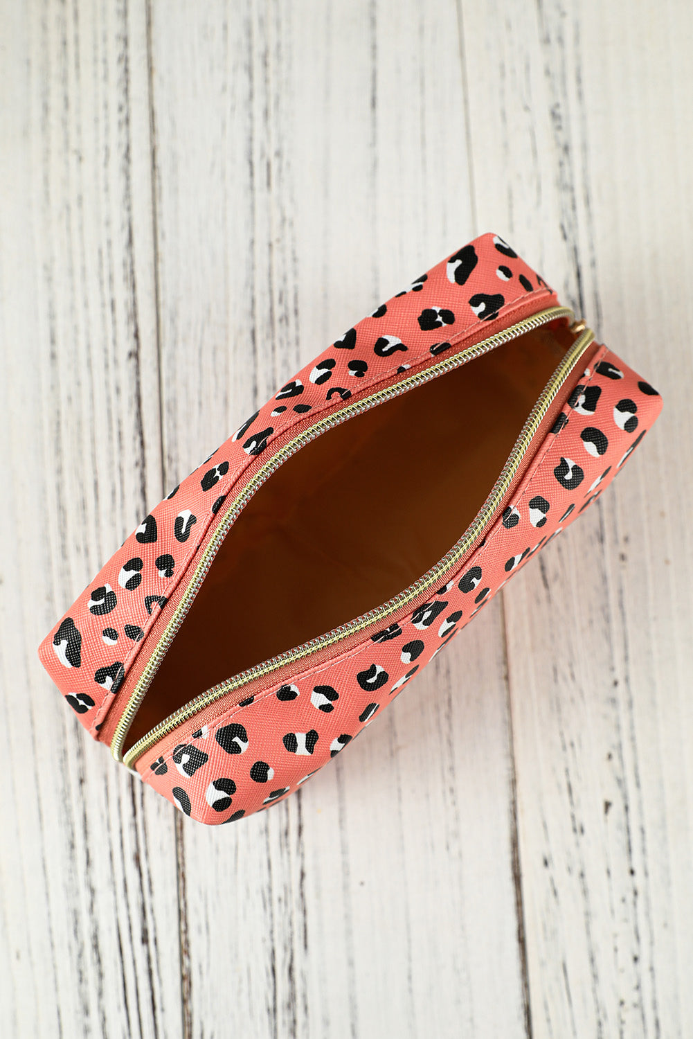 Leopard Print Zipped Cuboid Cosmetic Bag 19*8*9cm