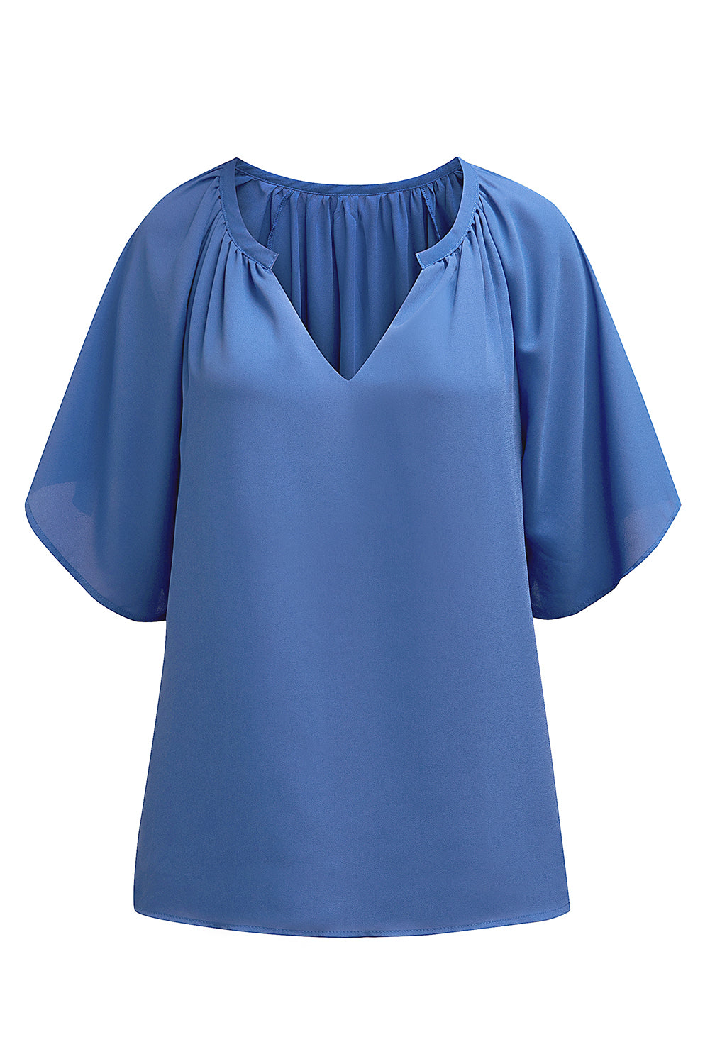 Split Neck Pleated Loose Top