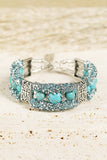 Western Turquoise Beads Rhinestone Carved Bracelet