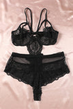 Lingerie Teddy ajourée en dentelle résille noire Plus